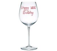 Happy 50th Birthday Vinyl Sticker Decal Transfer Label for Glasses, Mugs, Bottle. Celebrate, Party. Gift Bag, Box (Small - 3cm Tall Capital Letter Height, Black)