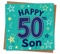 Happy 50th Son Birthday Card - Colourful Star Design for Son's 50th Birthday Celebration