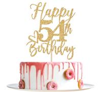 Happy 54th Birthday Cake Topper, 54 Birthday Decorations for Women/Men, Cheers to 54 Years, Hello 54, 54th Happy Birthday Party Decorations Gold Glitter