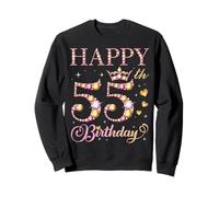 Happy 55th Birthday 55 Years Old Men Women Birthday Party Sweatshirt