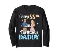 Happy 55th Birthday Daddy Father 55 Years Old with Daughter Long Sleeve T-Shirt