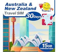 Happy 5G Australia and New Zealand 30 Days Unlimited Data Travel Sim Card | 15GB of 5G High-Speed Data Then 128kbps | Easy Activation | No Need Registration