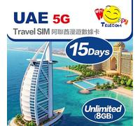 Happy 5G Dubai 15/30 Days Unlimited Data Travel Sim Card | No Daily Limit | 5G LTE High-Speed Data | UAE Sim Card | No Need Registration | Easy Activation (15Days | 8GB)