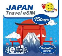 Happy 5G eSim Japan 15Days Unlimited Data Travel eSim | 8GB of 5G High-Speed Data Then 128kbps | Support iPhone & Android Devices | Easy Activation | No Need Registration