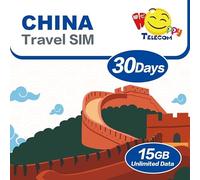 Happy 5G Mainland China 30 Days Unlimited Data Travel Sim Card | No Daily Limit | 15GB of 5G High-Speed Data | include Xinjiang & Tibet | Support Whatsapp, Facebook, Google and More