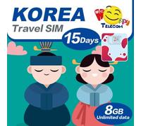 Happy 5G South Korea 15 Days Unlimited Data Sim Card | 8GB of 5G High-Speed Data Then 128kbps | No Registration Required | Easy Activation