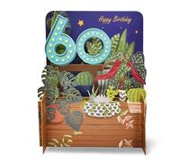 Happy 60th Birthday Botanical Plants 3D Pop Up Greeting Card by Alljoy Cards MN044