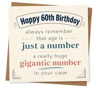 Happy 60th Birthday Card - Funny Age Is Just a Number Greeting Card for Him or Her
