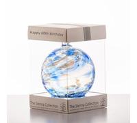 Happy 60th Birthday Gift - 10cm Blue Sapphire Glass Friendship Ball - Handcrafted Keepsake Ornament for Milestone Birthday