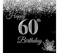 Happy 60th Birthday Guest Book: Guest Book for 60th Birthday Party. Personalised Birthday Gift/Memory Keepsake Book/Gift for Men and Women. Glittering Silver Confetti no Black Cover.