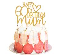 Happy 60th Birthday Mum Cake Topper - Happy Mothers Birthday Party Decorations Gold Glitter， 60th Birthday Cake Decoration
