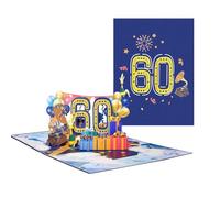 Happy 60th Birthday Pop-Up Greeting Card,Navy Blue Birthday Cards 3D Pop Up Cards,Pop up Happy Birthday Card Greeting Cards With Envelopes 3D Pop Up Birthday Cards for Him Her Men Women Birthday Gift