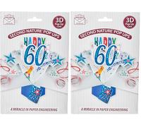 Happy 60th Birthday Pop-Up Greeting Card Original Second Nature 3D Pop Up Cards (Pack of 2)