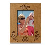 Happy 60th Birthday Portrait Photo Frame Star Design Gift (5 x 7 Inch)