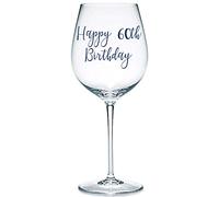 Happy 60th Birthday Vinyl Sticker Decal Transfer Label for Glasses, Mugs, Bottle. Celebrate, Party. Gift Bag, Box (Large - 6cm Tall Capital Letter Height, Silver)