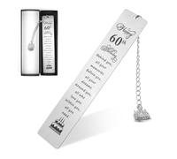 Happy 60th Metal Bookmark, 60th Birthday Bookmarks, Encouragement Book Page Marker, Motivational Bookmark with Box, for Dad Mum Grandfather Grandmother Friends Birthday Present