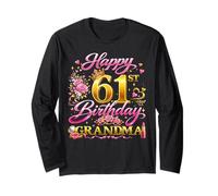 Happy 61st Birthday Grandma 61 and Fabulous 61 Yrs Old Queen Long Sleeve T-Shirt