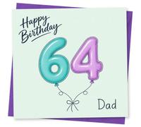 Happy 64th Birthday Dad Card, Modern Balloon Number Design for Father, Special Age Birthday Greeting Card