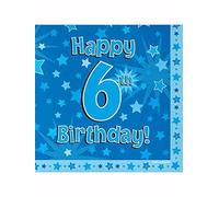 Happy 6th Birthday Blue Stars Luncheon Napkins 16pk