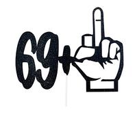 Happy 70th Birthday Cake Topper - 69+1 Middle Finger Cake Topper - Funny Seventy Years Old Birthday Party Supplies