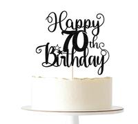 Happy 70th Birthday Cake Topper, for Celebrating 80th Birthday Decorations/Pick 70 Fabulous/Cheers to 70 Years Party/Birthday Anniversary Party Cake Topper Decorations Supplies (black-70)