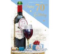 Happy 70th Birthday Card - Red Wine