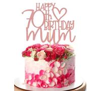 Happy 70th Birthday Mum Cake Topper - Mom Birthday Mother's Party Decorations Supplies， Rose Gold 70th Birthday Cake Decoration