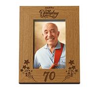Happy 70th Birthday Portrait Photo Frame Star Design Gift (8 x 10 Inch)