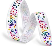 Happy 70th Birthday Satin Ribbon 25mm x 2m - Gift Wrapping & Cake Decor | Multi Colour Ribbon Sold in 2 metre lengths, ideal for birthday presents, party decor, greeting cards, balloons and crafts