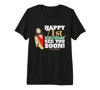 Happy 71stBirthday See You Soon Funny Jesus Meme Turning 71 Premium T-Shirt
