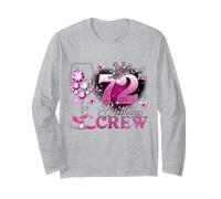 Happy 72nd Birthday Crew Pink Wine 72 Years Old Queen Long Sleeve T-Shirt