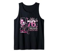 Happy 76th Birthday Queen Pink Wine 76 Years Old Women Tank Top