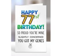 Happy 77th Birthday Card for Son, So proud you're mine, Slightly concerned you got my genes, Gifts for him, male, man, men, Sentiment Greeting Cards - gc-A5-014_077