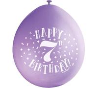 Happy 7th Birthday Assorted Colors Latex Balloons (22cm) Pack of 10 - Festive & Fun Party Decorations