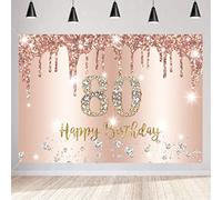 Happy 80th Birthday Decorations for Women, Happy 80 Years Old Backdrop Fabric Rosegold Sign Poster, 80th Birthday Party Supplies Photography Background Welcome Sign, 150cm x 90cm