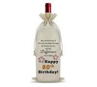 Happy 80th Birthday Gifts Drawstring Wine Bottle Bag for 80 Years Old Wine Accessories for Wine Lovers Inspirational 80th Birthday Gifts for Colleague Friends Turning 80