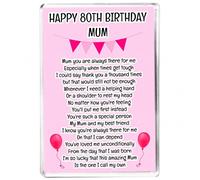 Happy 80th Birthday Mum - Fun Pink Balloon Design - Keepsake Verse - Fridge Magnet - Sentimental Gift for Her