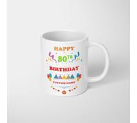 Happy 80th Birthday Personalised Mug Gift for Women Men Custom Name Coffee Cup Funny Novelty Present UK Made Special Eightieth Celebration Keepsake Ceramic Tea Mug Party Decoration Idea Birthday Bash!