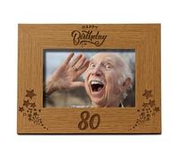 Happy 80th Birthday Wooden Photo Frame Gift (4 x 6 Inch)