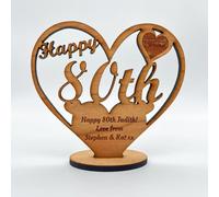 Happy 80th Special Birthday Heart Engraved Keepsake Personalised Gift | Personalised Birthday Gift | 80th Birthday Gifts | 80 Years Old Birthday Gift| Birthday Keepsake Gift | Wooden Engraved Trinket
