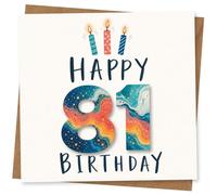 Happy 81st Birthday Card, Colourful Candle Design for 81 Year Old Birthday Celebration