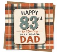 Happy 83rd Birthday Card for Dad - Plaid Design, Birthday Card for Father, 83rd Greeting