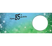 Happy 85th Birthday Sparkles Blue Green Design Small Personalised Banner - 4ft x 2ft
