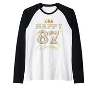 Happy 87th Birthday 87 Years Old Women Men Birthday Party Raglan Baseball Tee
