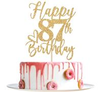 Happy 87th Birthday Cake Topper, 87th Birthday Decorations for Men/Women, Cheers to 87 Years, Hello 87, 87th Happy Birthday Party Supplies Gold Glitter