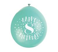 Happy 8th Birthday Assorted Colors Latex Balloons (22cm) Pack of 10 - Festive & Fun Party Decorations, Green