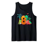 Happy 8th Birthday T-Rex Triceratops Dinosaur 8 Years Dino Tank Top