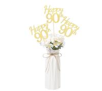 Happy 90th Birthday Centerpiece for Table, Double-sided Glitter 90th Birthday Party Decorations 90th Fabulous Table Toppers for 90th Birthday Anniversary Party Table Decorations (Gold, 10 Pack)