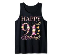 Happy 91st Birthday 91 Years Old Men Women Birthday Party Tank Top