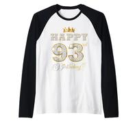 Happy 93rd Birthday 93 Years Old Women Men Birthday Party Raglan Baseball Tee